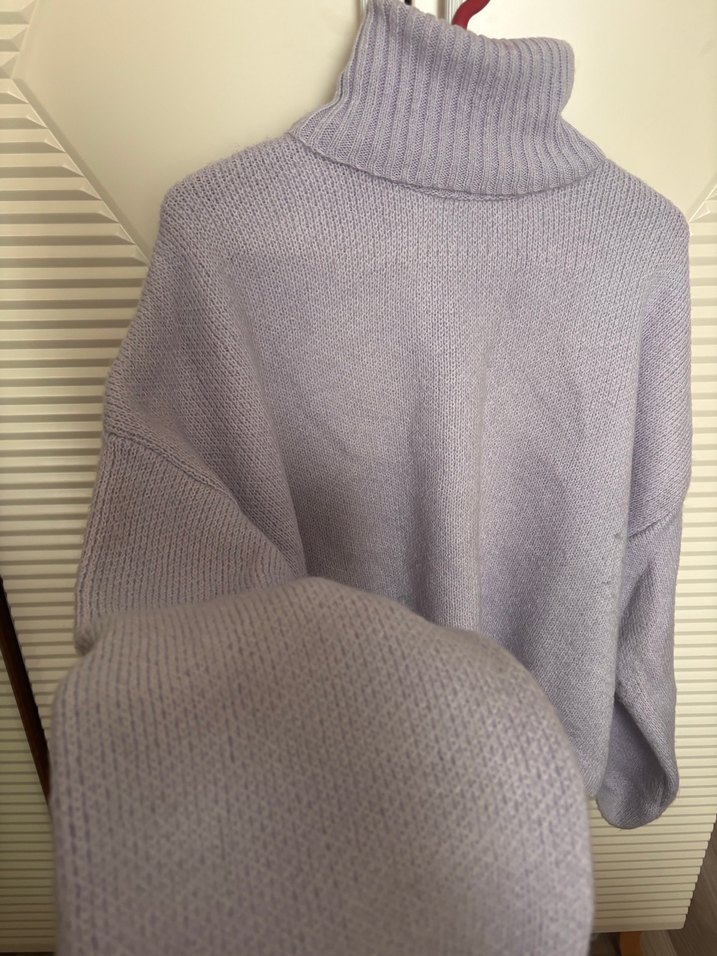 Lila Örgü Boğazlı Kadın Kazak - Görsel 2