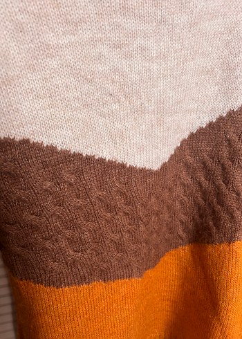 Bohem Tarzı Renk Bloklu Kadın Triko Kazak - Görsel 2