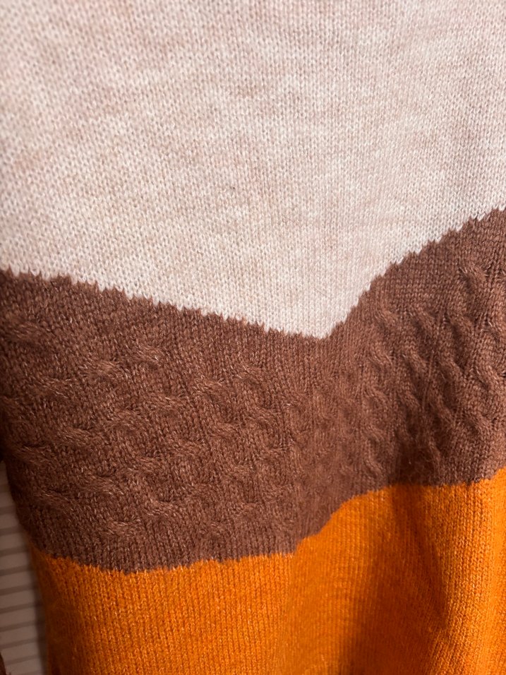 Bohem Tarzı Renk Bloklu Kadın Triko Kazak - Görsel 2