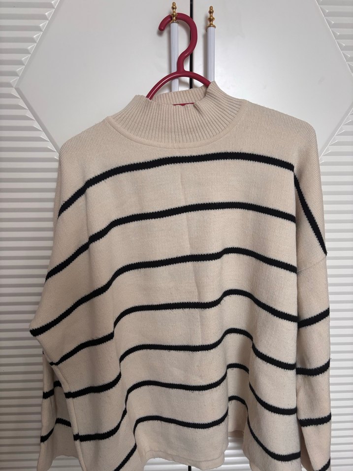 Bej Gri Çizgili Kadın Balıkçı Yaka Kazak - Görsel 3