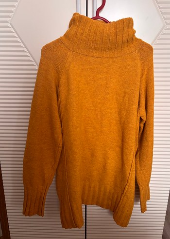 Kadın hardal rengi Bohem Boğazlı Yün Kazak - Görsel 3