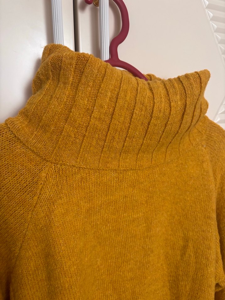 Kadın hardal rengi Bohem Boğazlı Yün Kazak - Görsel 2