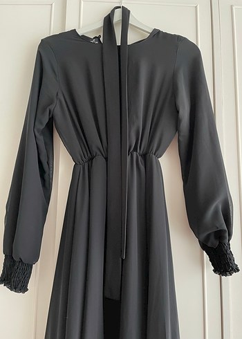 Diğer Uzun Siyah Gotik Saten Elbise