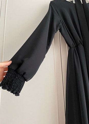 36 Beden Uzun Siyah Gotik Saten Elbise