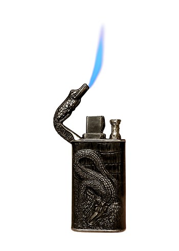 Yılan Figürlü Siyah Metal Çakmak - Görsel 2