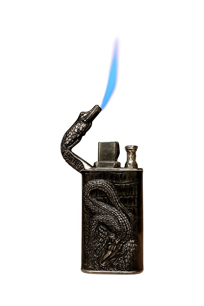 Yılan Figürlü Siyah Metal Çakmak - Görsel 2