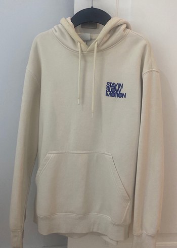 Baskılı Beyaz Kapüşonlu Kadın Sweatshirt