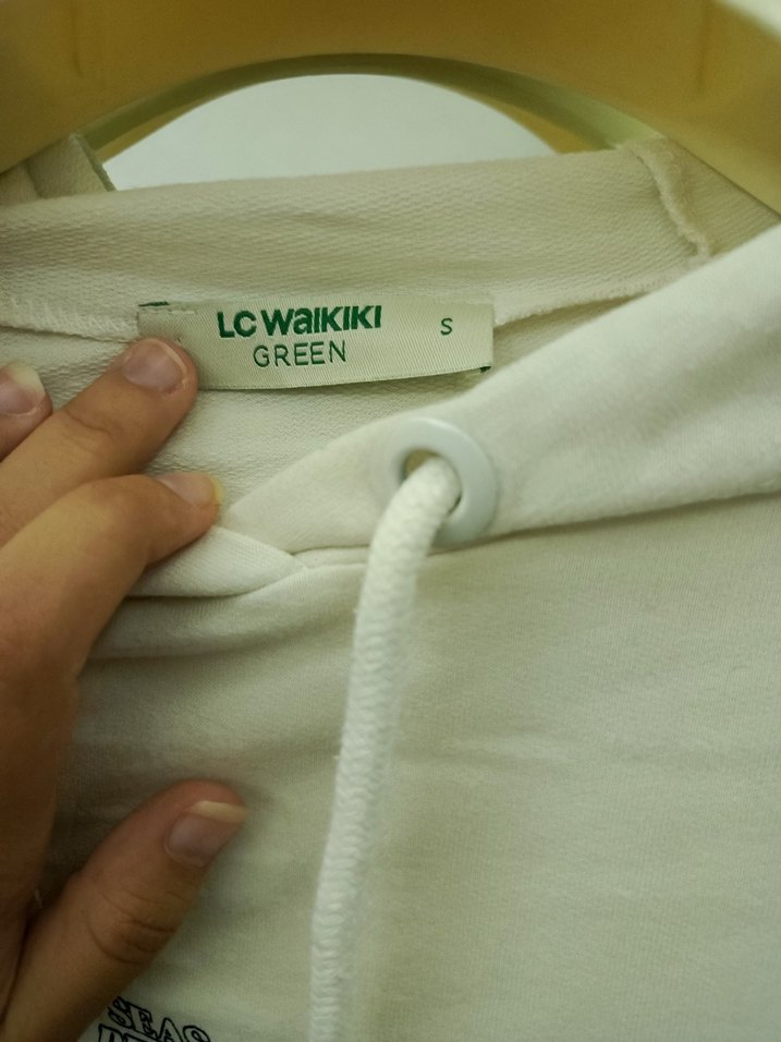 Beyaz Kapüşonlu Uzun Kollu Baskılı Sweatshirt - Görsel 4