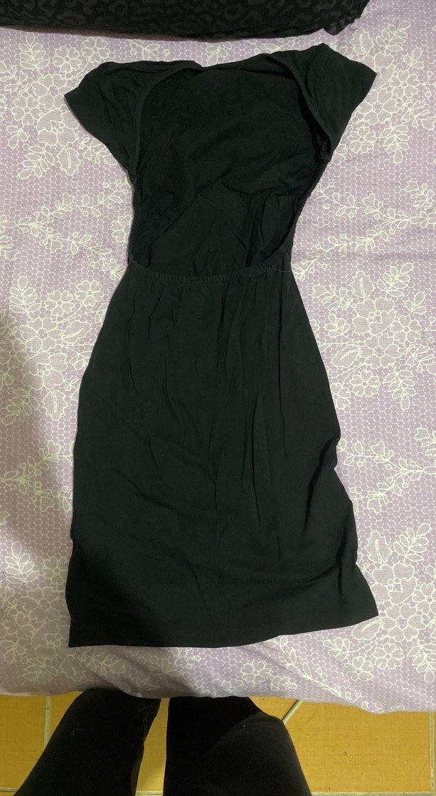 Siyah Sırt Dekolteli Mini Elbise - Görsel 2