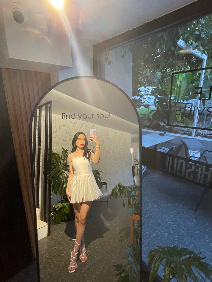 Beyaz Mini Saten Askılı Elbise - Görsel 2