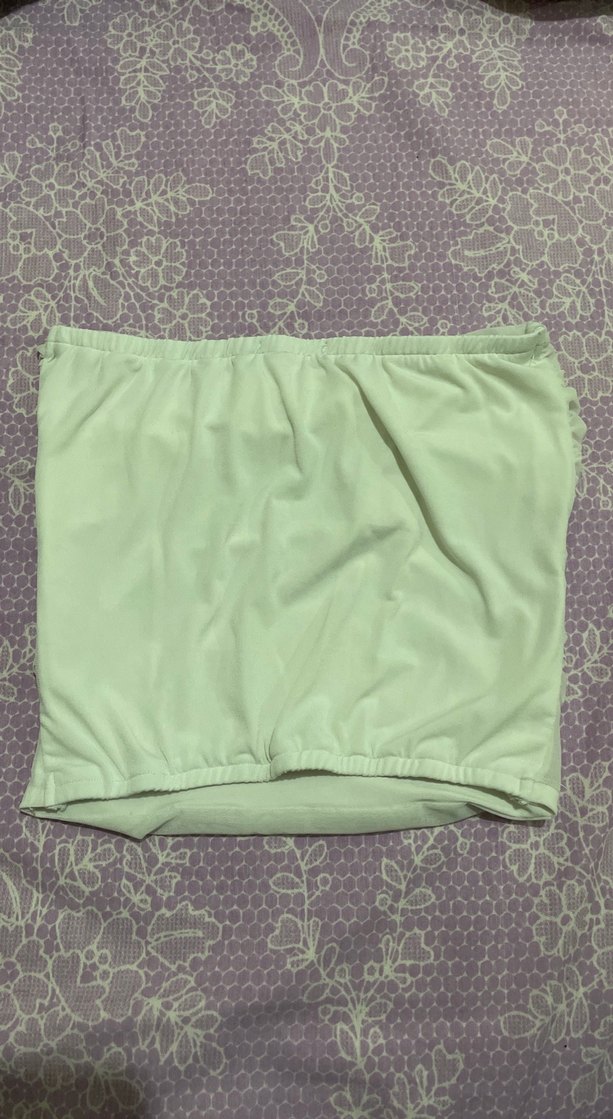 Straplez Beyaz Taşlı Crop - Görsel 2