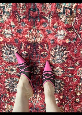 37 Beden Pembe kitten heel y2k terlik topuklu