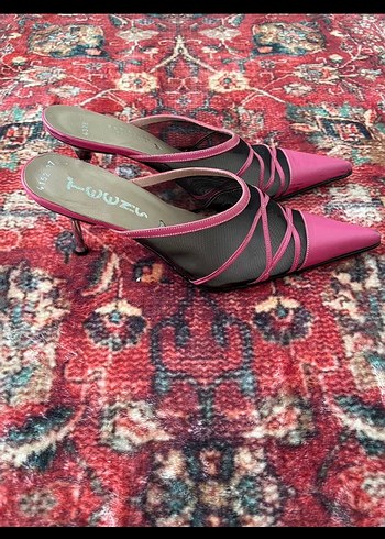 American Vintage Pembe kitten heel y2k terlik topuklu