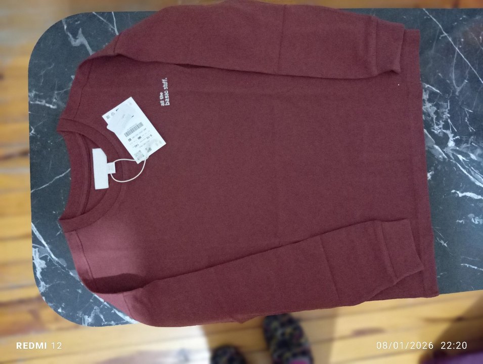 Bordo Baskılı Erkek Uzun Kollu Tişört - Görsel 2