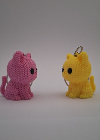 Renkli Örgü Kedi Anahtarlık - Görsel 2