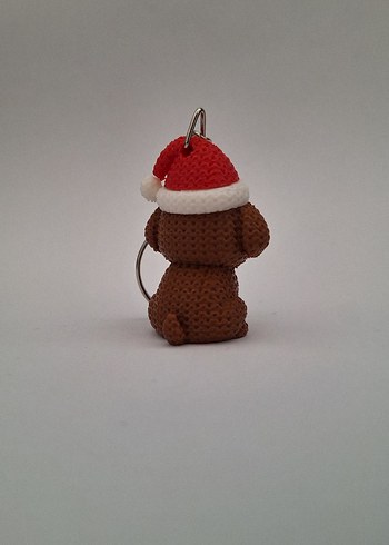 3D Kahverengi Örgü Desenli Köpek Figürlü Anahtarlık - Görsel 2