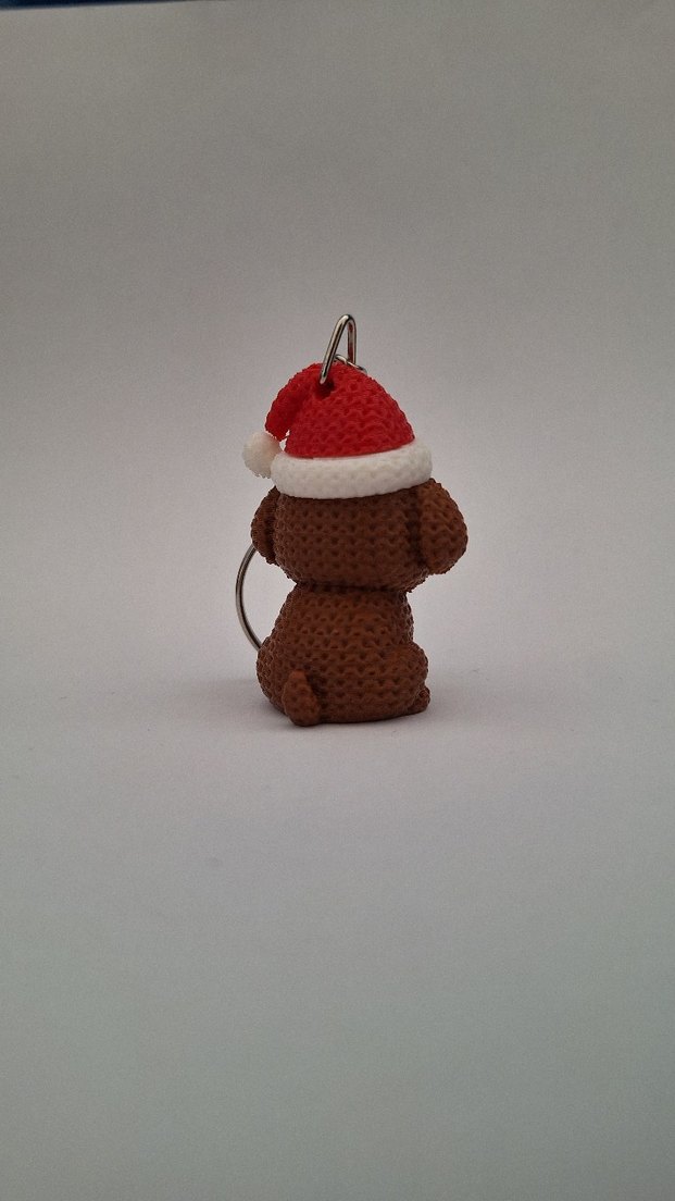 3D Kahverengi Örgü Desenli Köpek Figürlü Anahtarlık - Görsel 2