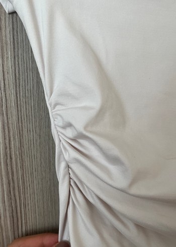 xs Beden beyaz Renk Kepçe Yaka Kısa Kollu Beyaz Kadın Tişört
