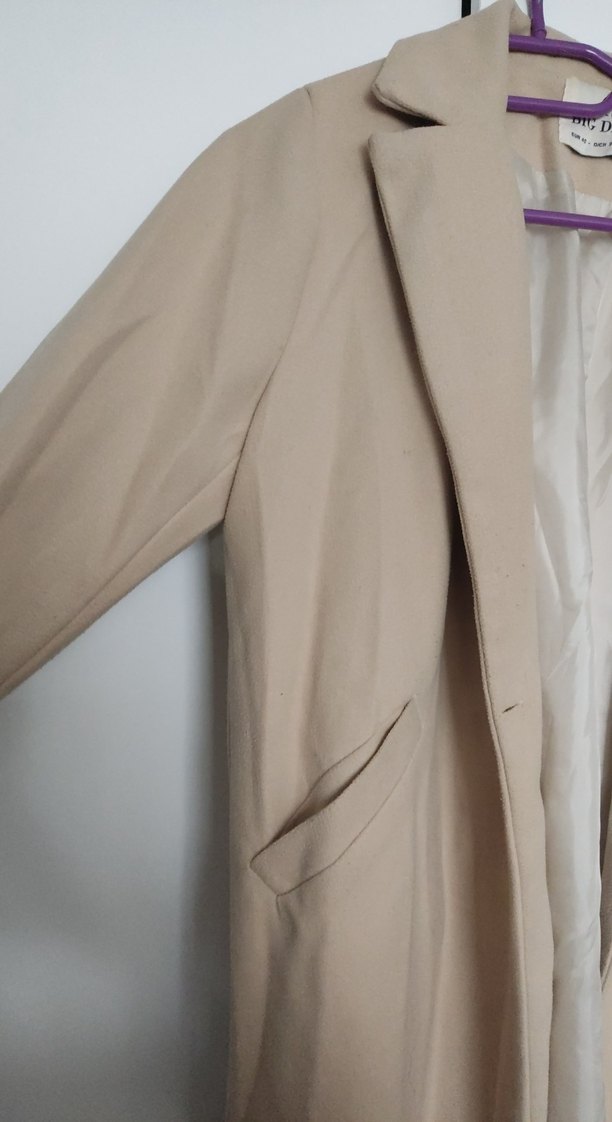 Bej Kadın Midi Normal Kesim Kaban - Görsel 2