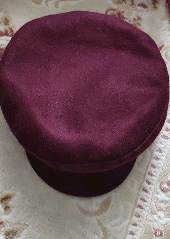 Bordo Düğmeli Kadın Şapka - Görsel 3