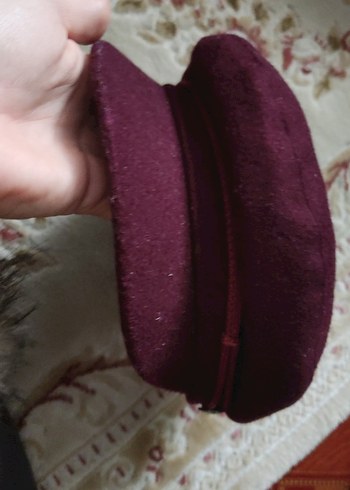 Bordo Düğmeli Kadın Şapka - Görsel 2