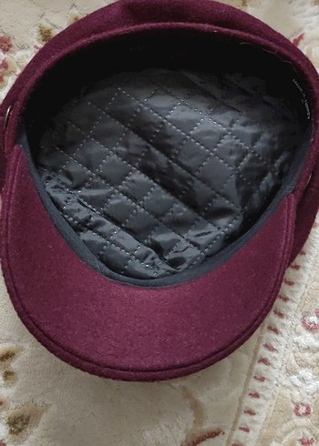 Bordo Düğmeli Kadın Şapka - Görsel 4