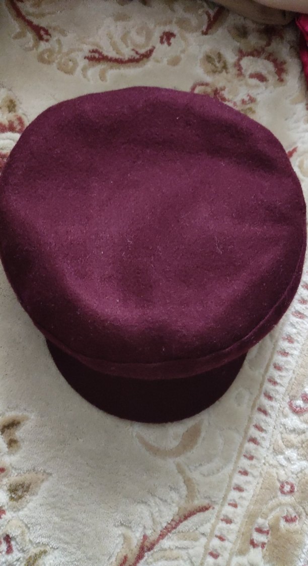 Bordo Düğmeli Kadın Şapka - Görsel 3