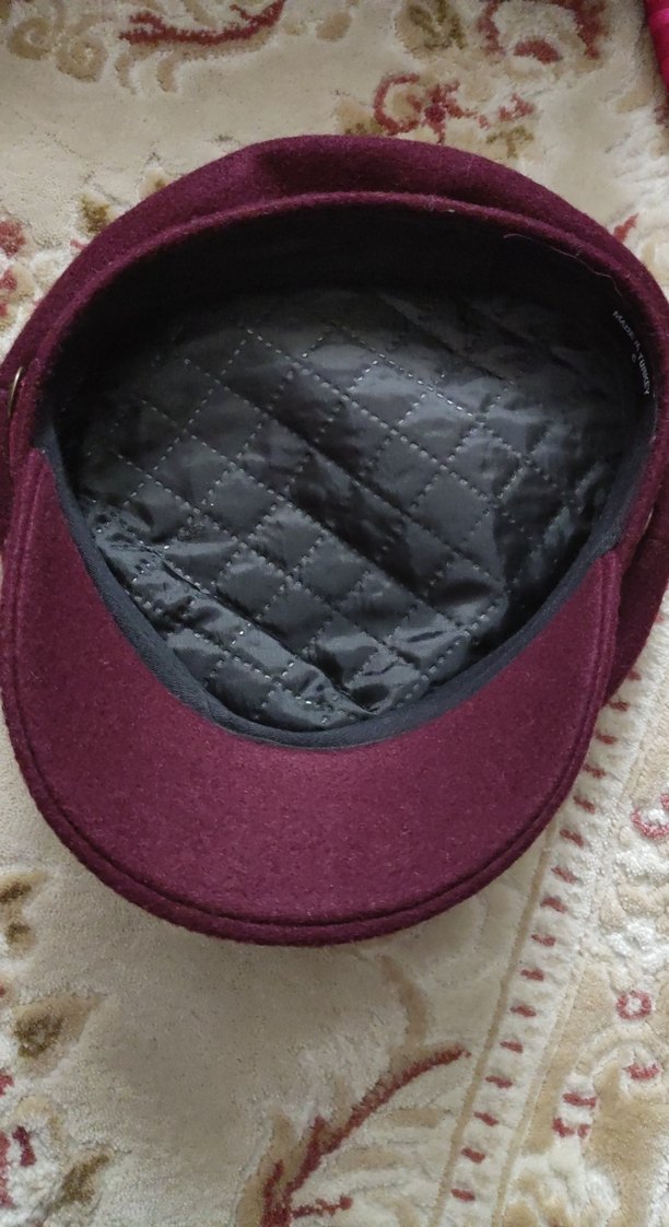 Bordo Düğmeli Kadın Şapka - Görsel 4