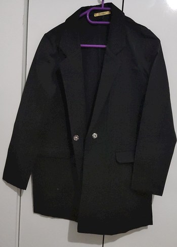 Düğmeli Siyah Kadın Blazer Ceket