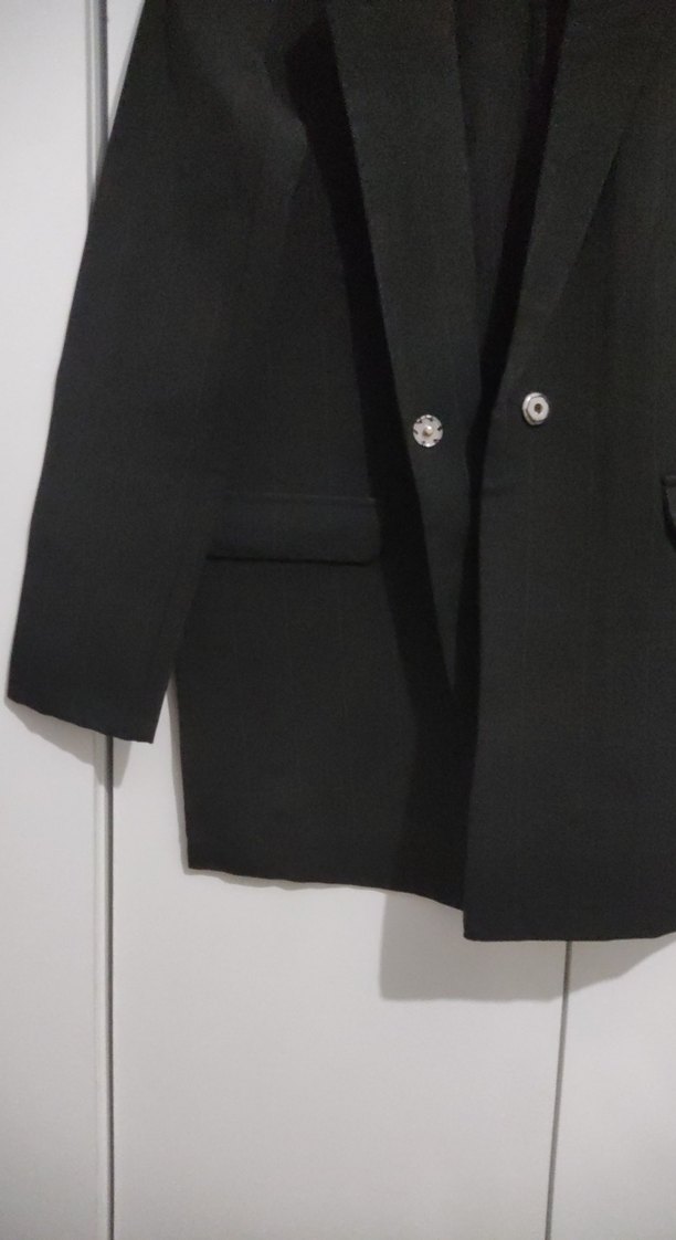 Düğmeli Siyah Kadın Blazer Ceket - Görsel 2