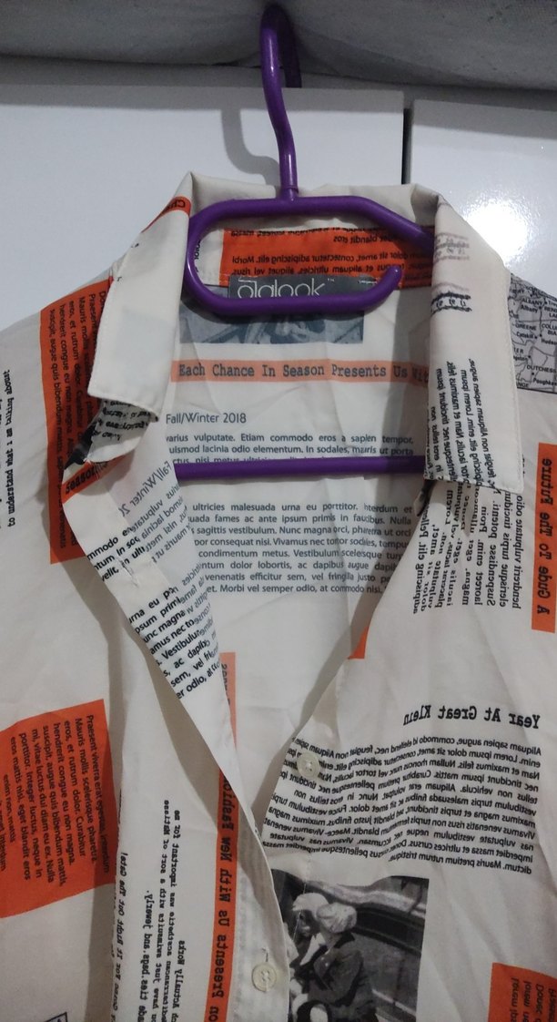 Baskılı Rahat Kesim Beyaz Kadın Gömlek - Görsel 2