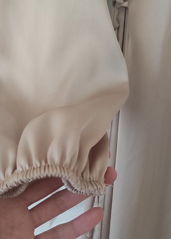 Diğer Bej Uzun Kollu Dökümlü Kadın Elbise
