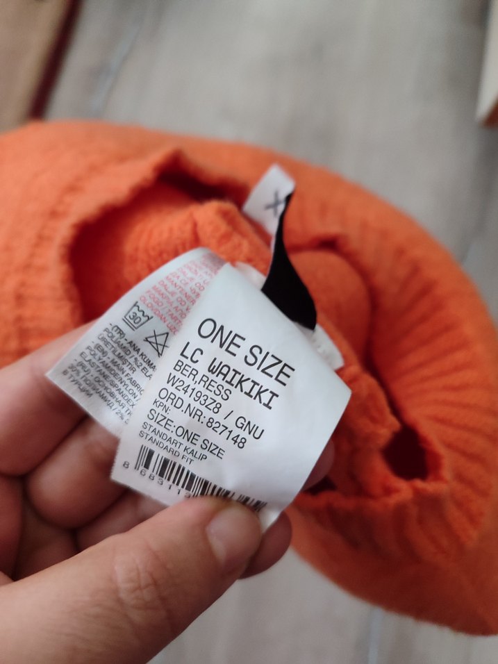 Turuncu Kadın Örgü Bere - Görsel 3