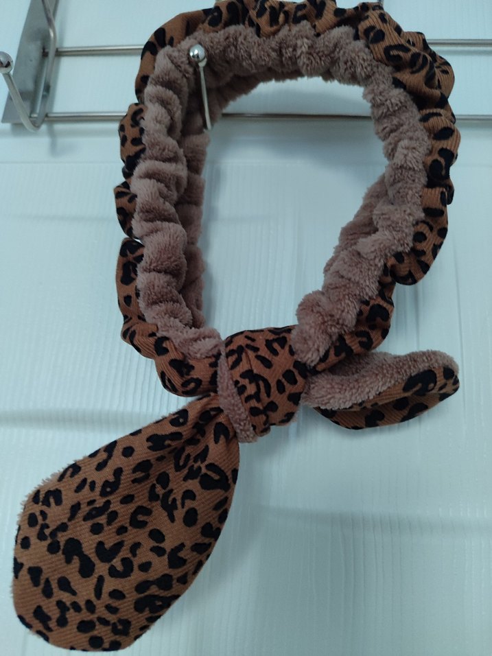 Kahverengi Kürklü Leopar Desenli Saç Bandı - Görsel 2