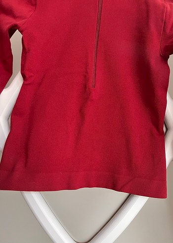 s Beden Kırmızı Yarım Fermuarlı Uzun Kollu Kadın Sweatshirt