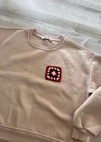 Diğer Nakışlı Bej Bohem Rahat Kesim Sweatshirt