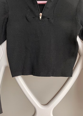 m Beden Siyah Fermuarlı Sweatshirt