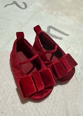 Kız Bebek Kadife Kırmızı Babet
