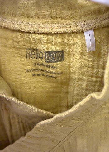 Sarı Müslin Kısa Kollu Bebek Body - Görsel 3