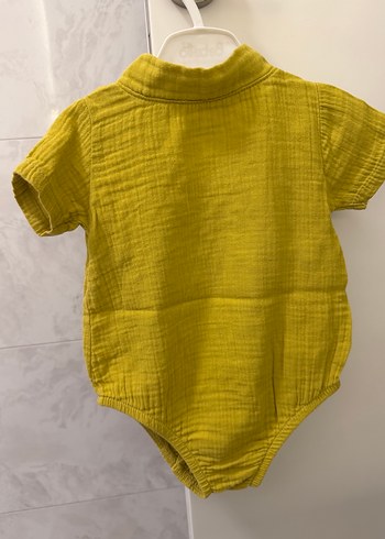 Sarı Müslin Kısa Kollu Bebek Body - Görsel 2