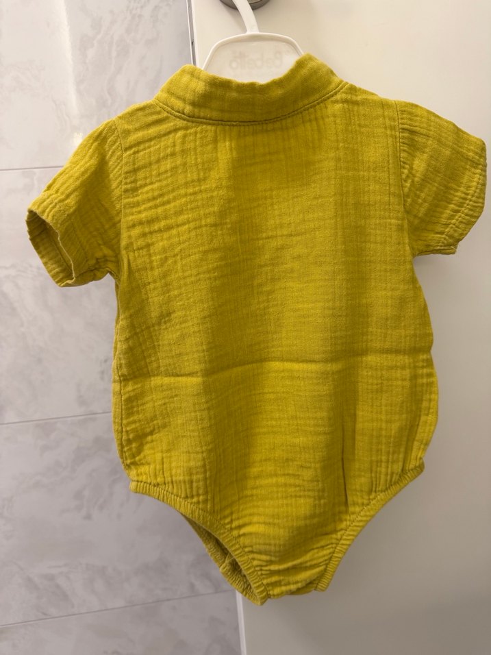 Sarı Müslin Kısa Kollu Bebek Body - Görsel 2