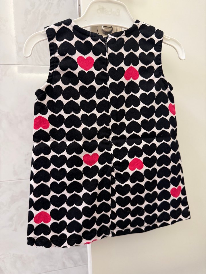 Kız Bebek Kalp Desenli Kolsuz Jile Elbise - Görsel 2