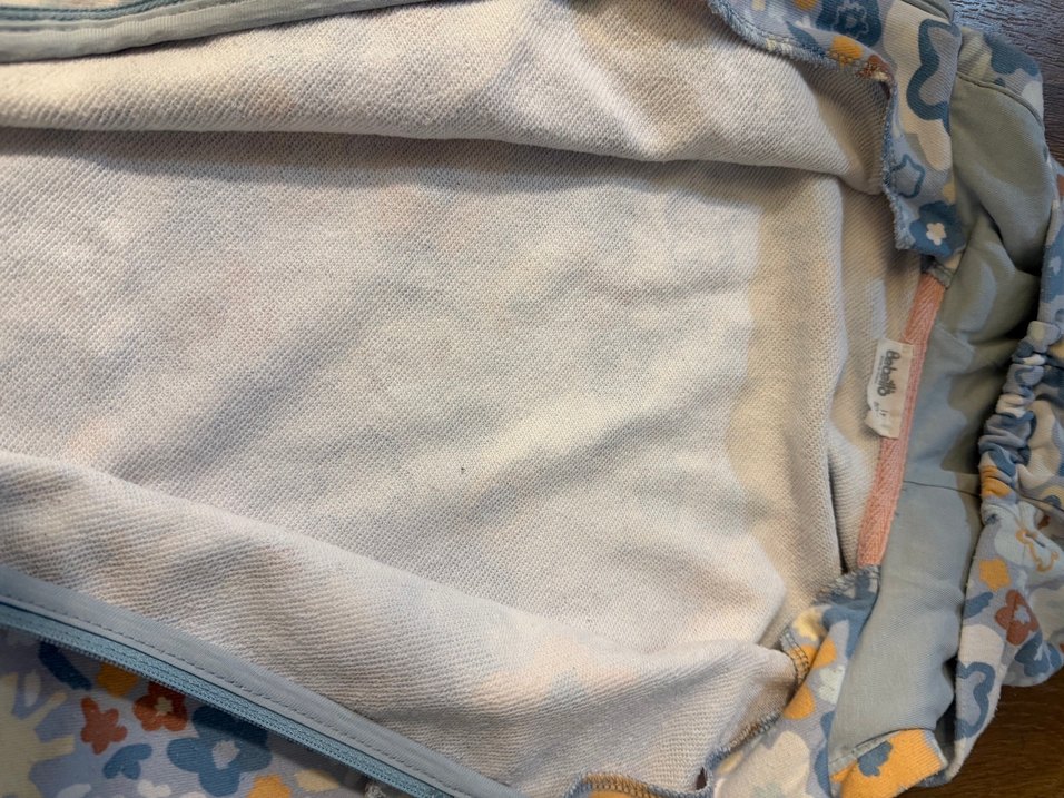 Kapüşonlu Bebek Tulum - Mavi Çiçek Desenli - Görsel 2