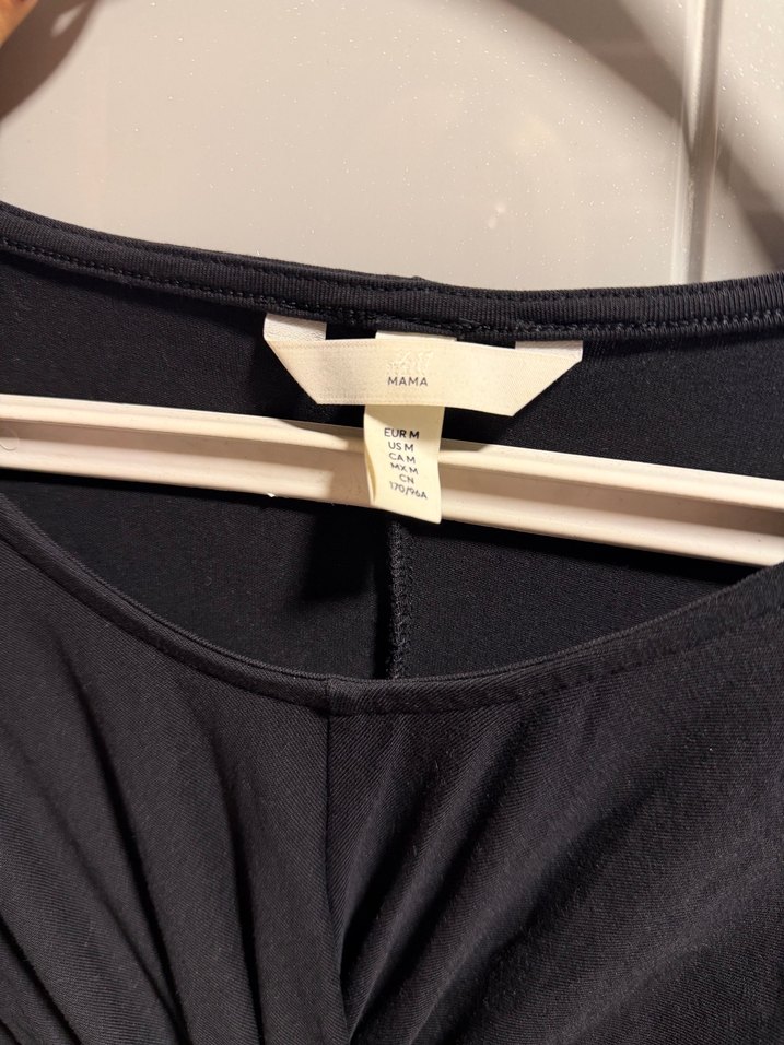 Siyah Drapeli Uzun Kollu Midi Hamile Elbisesi - Görsel 3