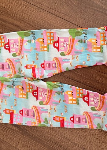 Kız Çocuk Çok Renkli Baskılı Volanlı Tayt - Görsel 4