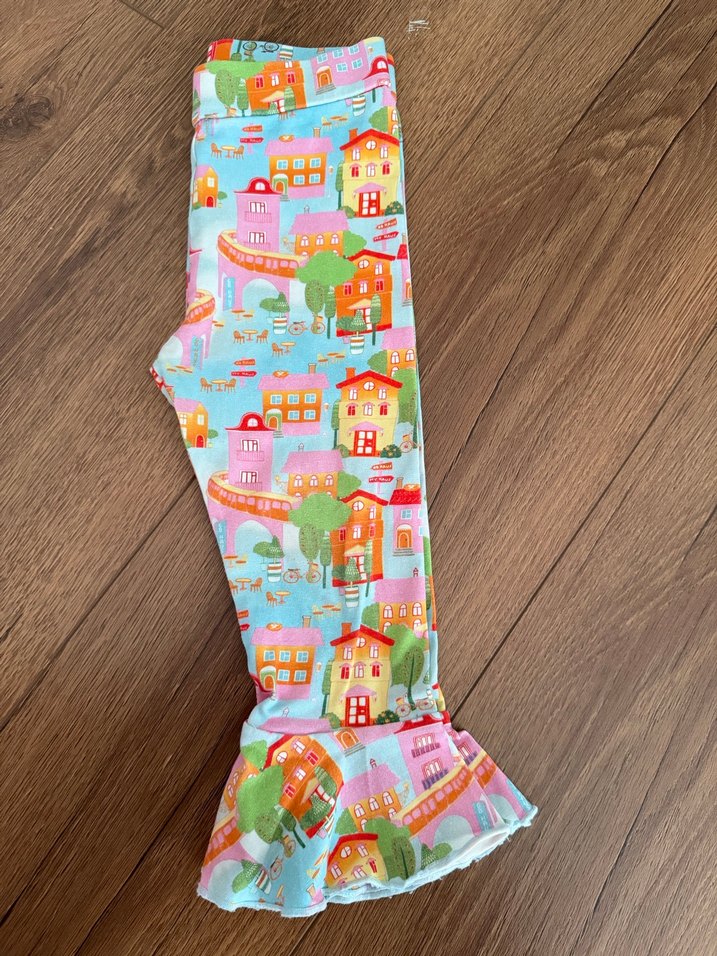 Kız Çocuk Çok Renkli Baskılı Volanlı Tayt - Görsel 3