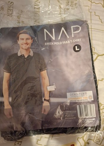 Siyah Erkek Polo Yaka Baskılı Tişört - Görsel 3