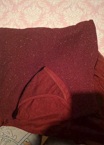 Bordo Dantel Detaylı Uzun Abiye Elbise - Görsel 4