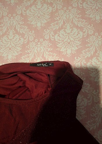 Bordo Dantel Detaylı Uzun Abiye Elbise - Görsel 5