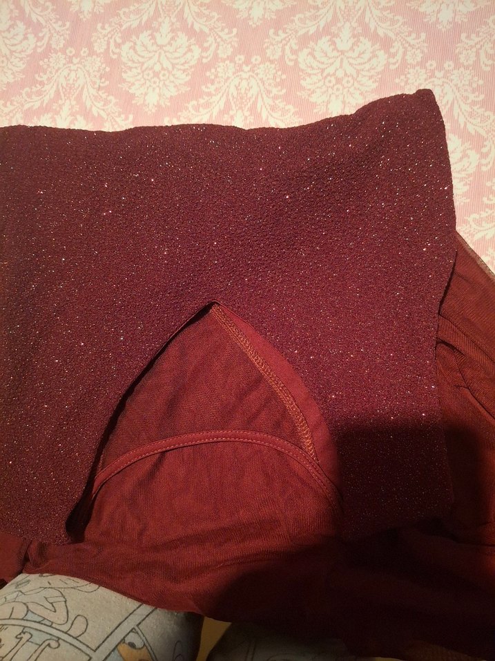 Bordo Dantel Detaylı Uzun Abiye Elbise - Görsel 4